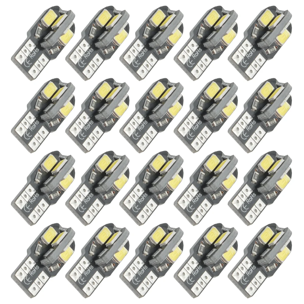 

10 шт., автомобильные лампы T10 светодиодный Canbus 5730 8SMD 12 в 6000K