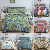 feathers pattern bedding set luxury quilt cover twin king duvet cover set with pillowcase bedclothes for bedroom 23pcs