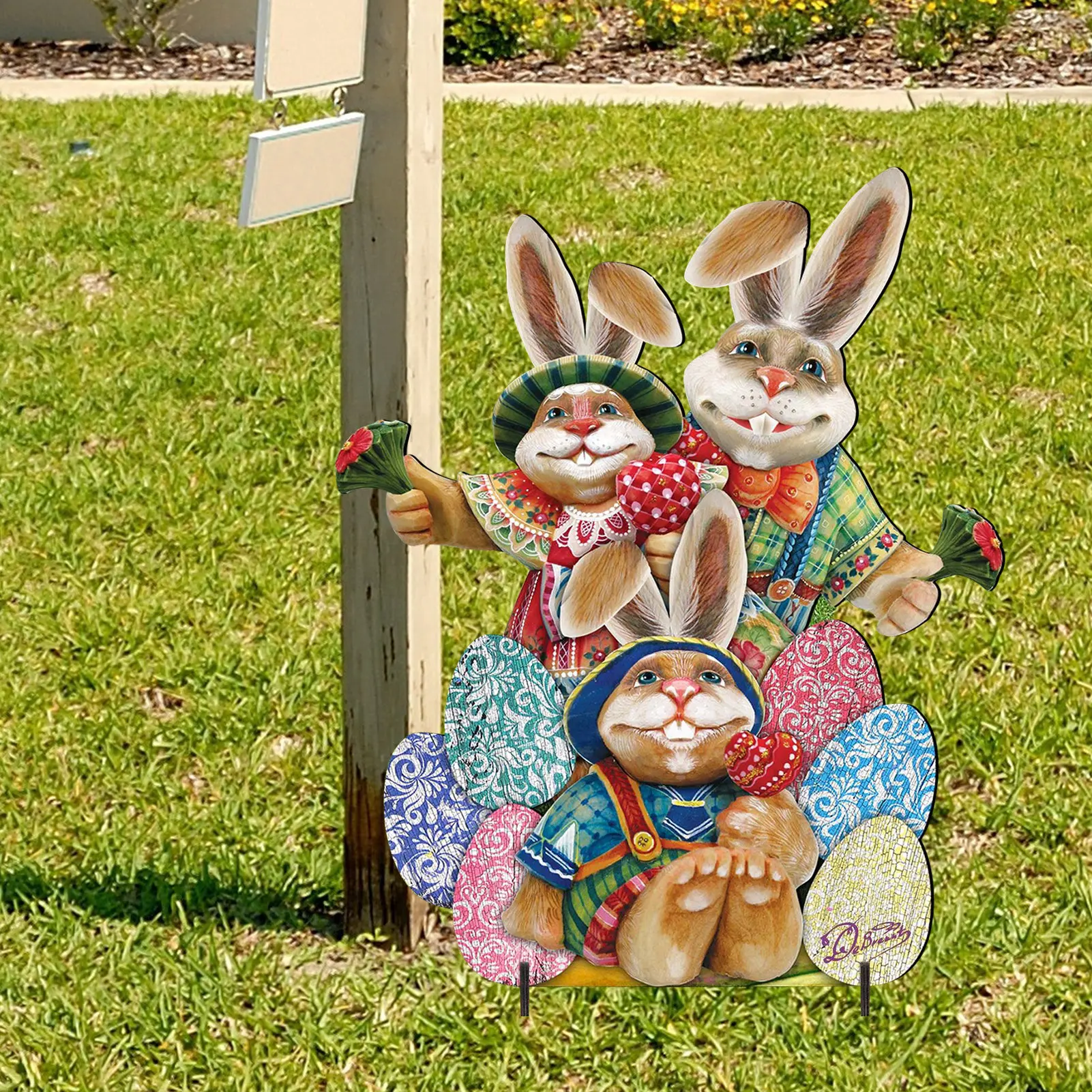 

New Coming Easter Yard Signs Easter Outdoor Decorations Easter Lawn Yard Stake Signs Basket Eggs Bunny Chick Easter Garden Decor