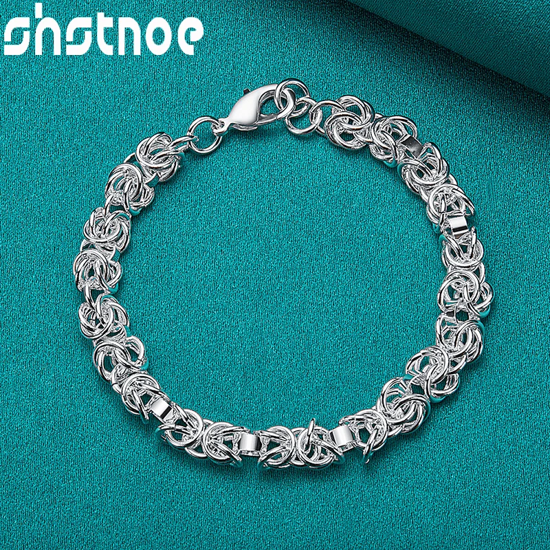 

SHSTONE 925 Sterling Silver 20cm Chain Multi-ring Charm Bracelets For Women Men Birthday Party Luxury Gift Lady Fashion Jewelry
