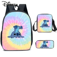 disney stitchs new childrens schoolbag 3 piece cartoon cute boys and girls backpack luxury brand fashion student backpack