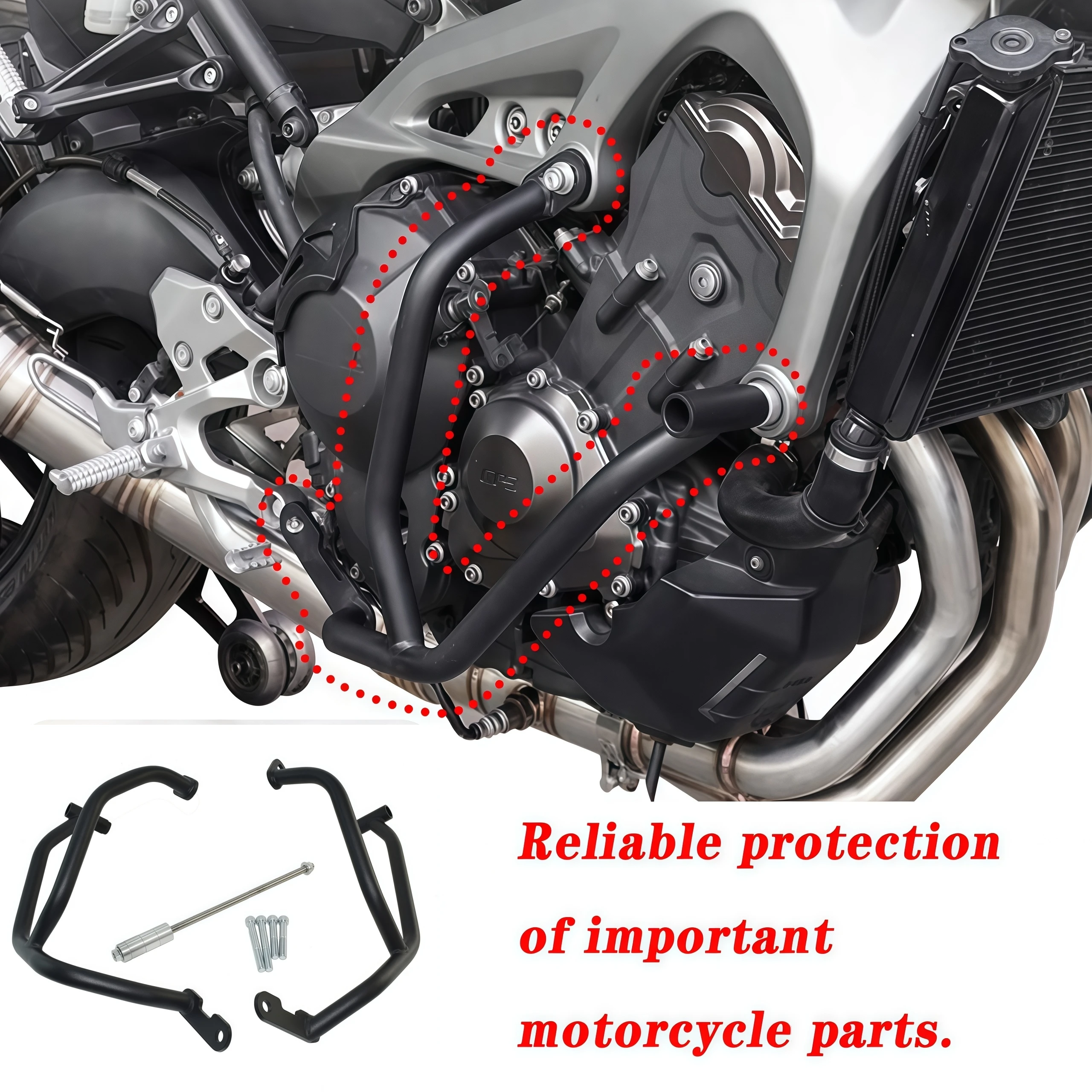 Фото Защита двигателя и боковых баков для мотоциклов Yamaha MT-09, XSR900, MT09 Tracer, FJ-09, FZ-09 (2015-2020) №1