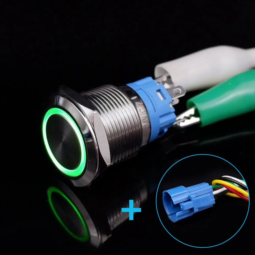 Переключатель кнопки PRONCH, металлический, с подсветкой, 12В/220В, 16/19/22 мм