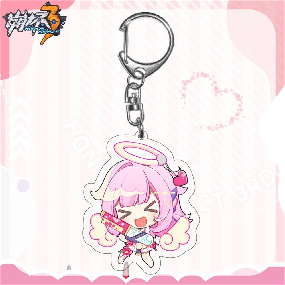 Фото Акриловый брелок для ключей по аниме-игре Honkai Impact 3, фигурка Элизии, двусторонний мультяшный кулон, украшение для сумки, подарок №2