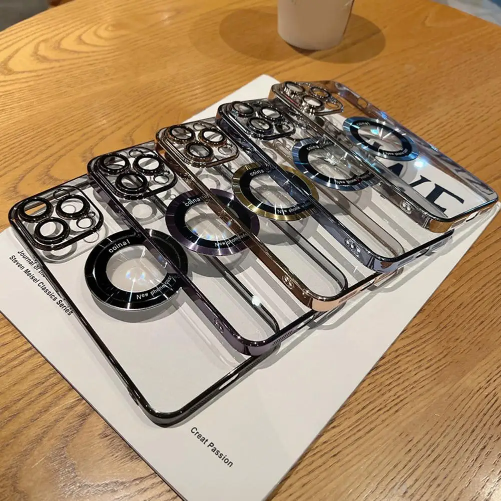 

For Magsafe Magnetic Circle Case for iPhone 14 Pro Max TPU Transparent Cover for iPhone 12 13 Pro Max X Xs Xr R8M2