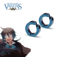 anime vanitas earrings the case study of vanitas cosplay prop blue ear clip cuboid hourglass ear clip jewelry unisex accessories