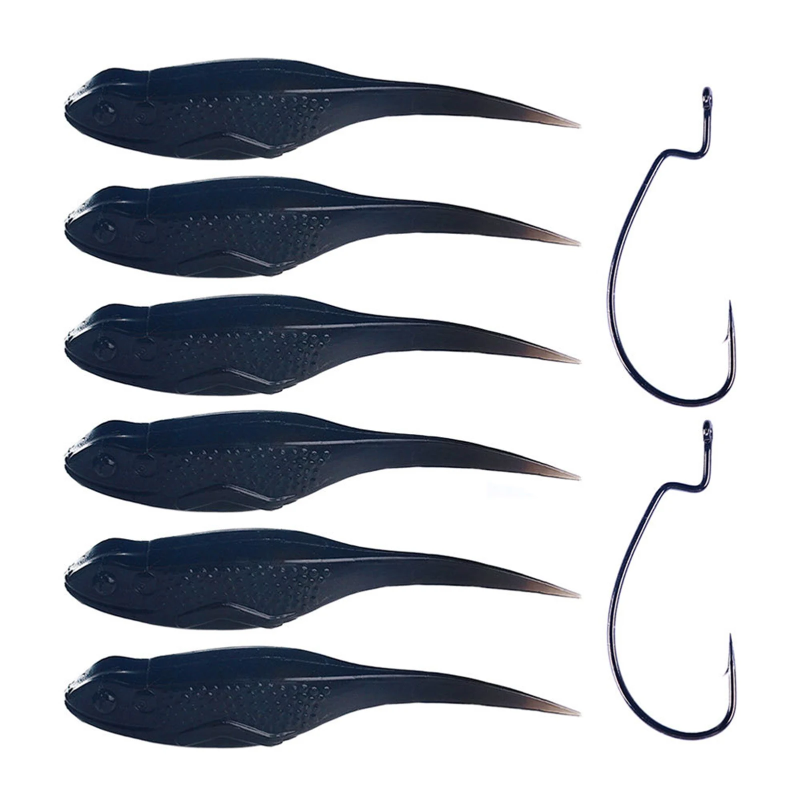 

6 pcs Soft Baits Fishing Lures Kit with 2 Hooks 15/10g Fishing Tackle Swimbait Streamer Sea Fishing