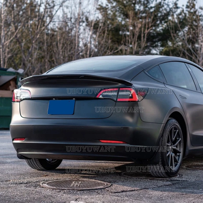 

2017-2022 в стильный спойлер для Tesla Model 3, настоящее углеродное волокно/FRP, матовое углеродное заднее крыло багажника