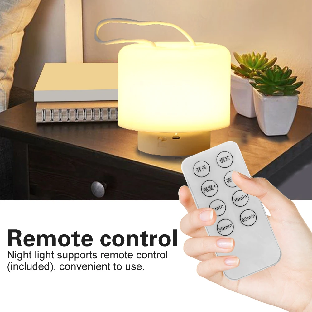 

Nursery Hanging Dimmable Bedside Remote Control Led Night Light Usb Rechargeable Home And Novel Decoration Gifts