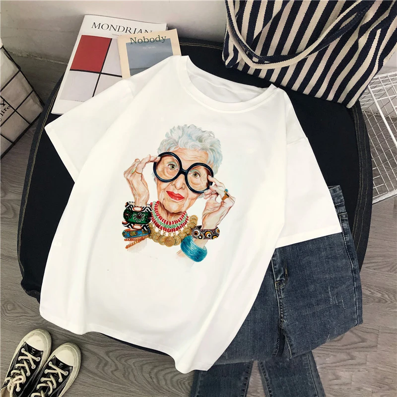 

2019 New Summer Fashion Grandmother Print T Shirt Women O-neck Short Sleeve Harajuku Tops For Tshirt Gothic Streetwear T-shirts