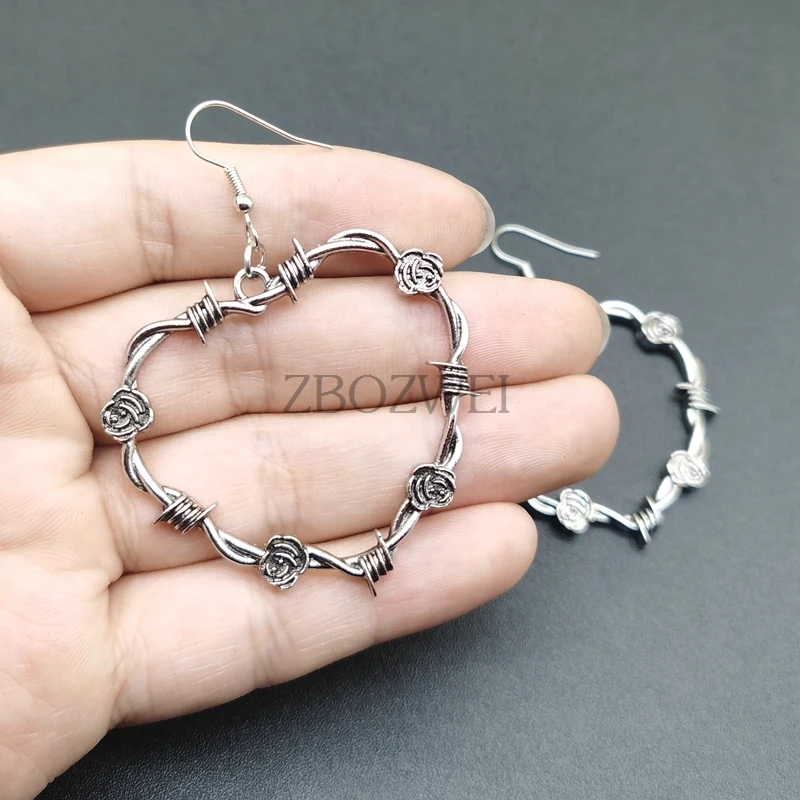 Серьги из колючей проволоки в форме сердца готические серьги ювелирные изделия