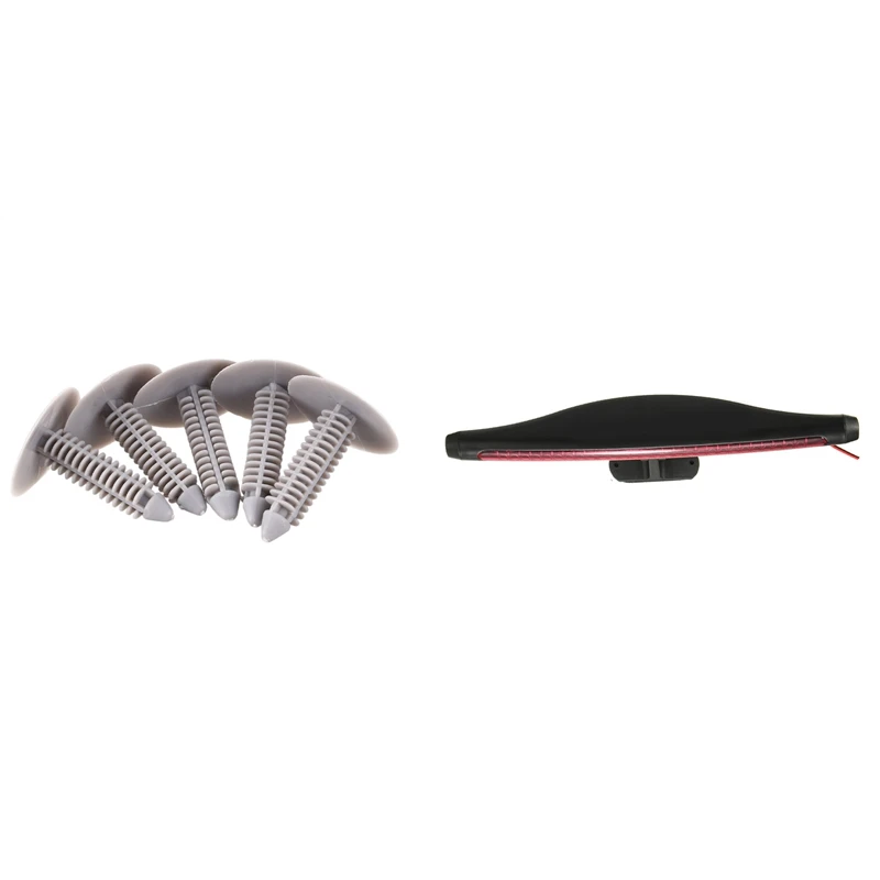 

1 Pcs Red 28 LED Auto Car Brake Light 3RD Rear Tail Light & 5 Pcs 7X7mm Hole Gray Plastic Rivets Car Door Panel Fastener