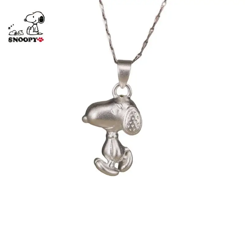 

Kawaii Anime Snoopyed Cartoon Cute Birthday Gift 999 Silver Pendant Couple Silver Necklace Birthday Gifts for Girls Boys