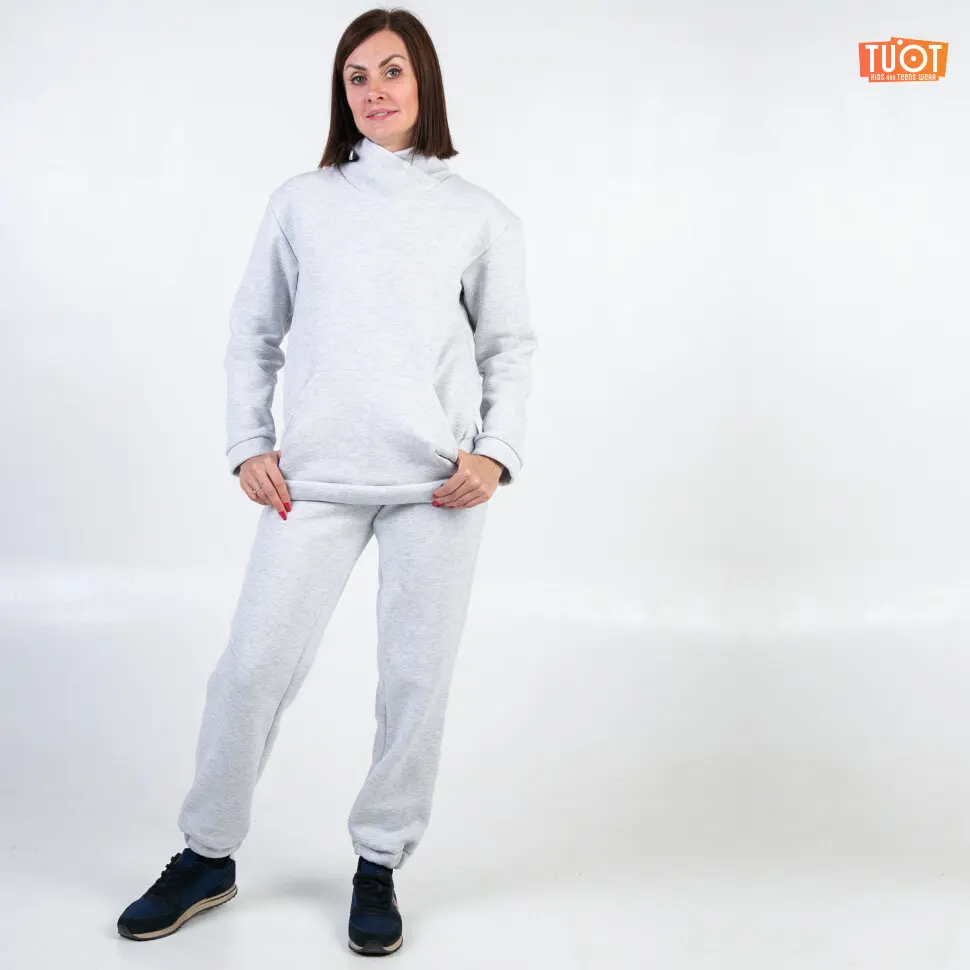 Женское худи с воротником TUOT серый меланж