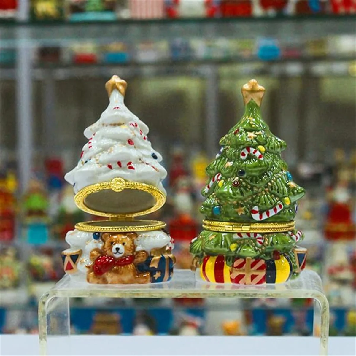 Зеленая шкатулка для украшений рождественской елки держатель колец органайзер