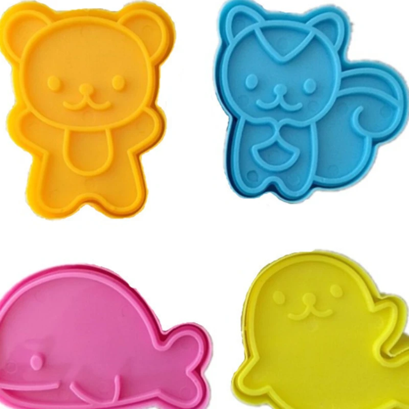 

4Pcs/set Cookie Mold Cute Samll Dolphin Samll Seal Squirrel Bear Sandwich Cutters Cutter Cookie Cake Decorating Moulds Tools New