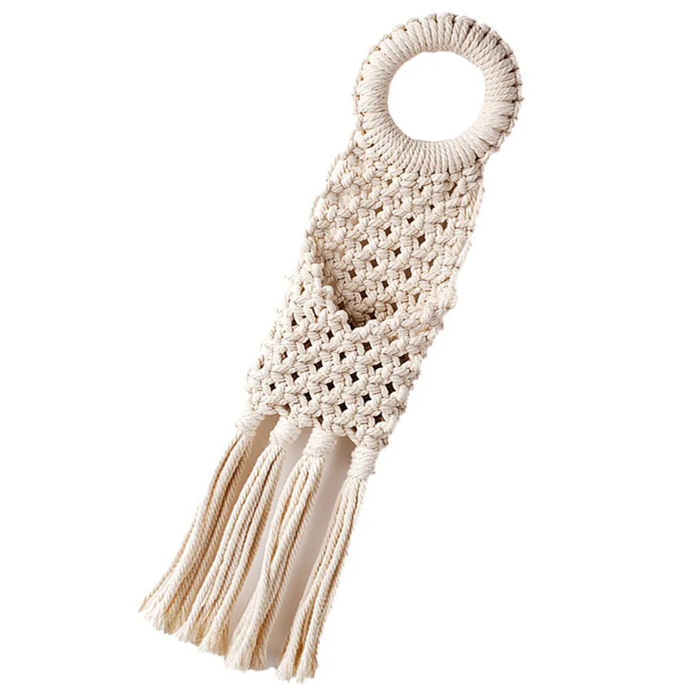 

Wall Hanging Door Handle Pocket Tassel Trim Mini Macrame Tapestry Cotton Bohemian Woven Towel holder
