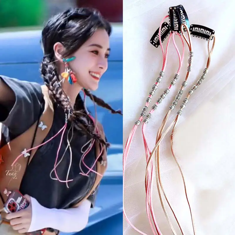 

Fashion Wig Braide Flashing Diamond Chain Hairpin Braided Hair Headdress Tassel Hairpin High Sense Temperament Hairband 2023 New