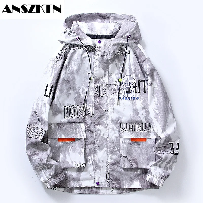 

ANSZKTN Jacket Men's coat Spring 2022 New teenage hooded loose national fashion print Astronaut men's large size