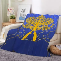 buddha 3d printed fleece blanket blue background flannel blanket nap office fluffy blanket for bedroom
