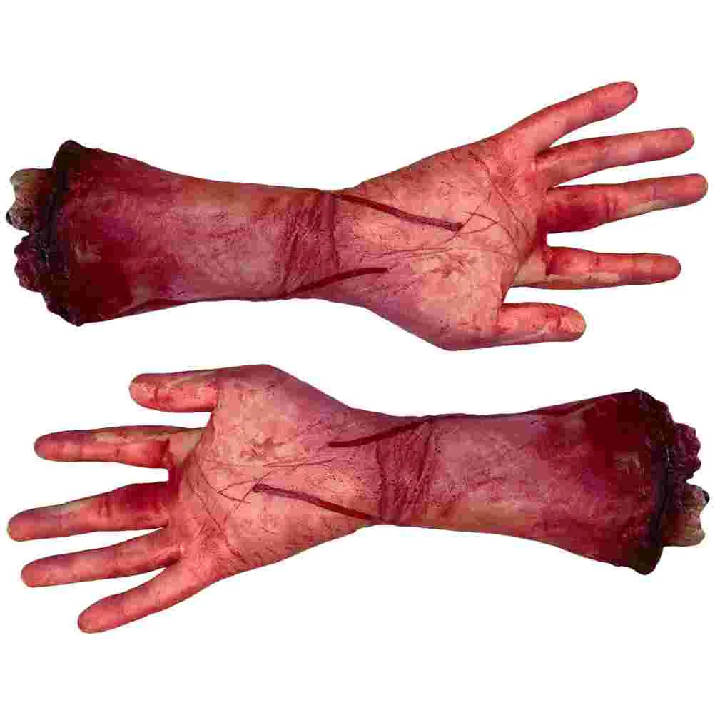 

2 Pcs Halloween Fake Hands Prank Props Body Part Tools Supplies Foam Haunted House Sacred Trick Broken