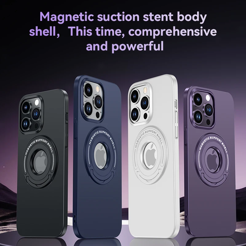 

For iPhone 14 13 Pro Max Plus Magsafe Magnetic Wireless Charging Case Magnetic Metal Stand Ring Holder Matte Shockproof Cover