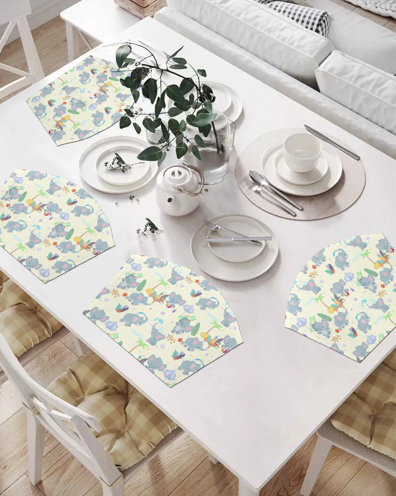 

2/4/6 шт. подставки в форме веера, Мультяшные животные, слон, летние пляжные коврики для стола, подставка, Рождество, домашний декор, кухонные а...