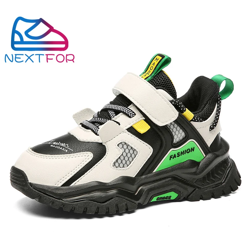 

New Cool Boy Fashion Sport Shoes Outdoor Wearable Children School Sport Trainers 31-37 Orange Green Walking Sneakers for Kids
