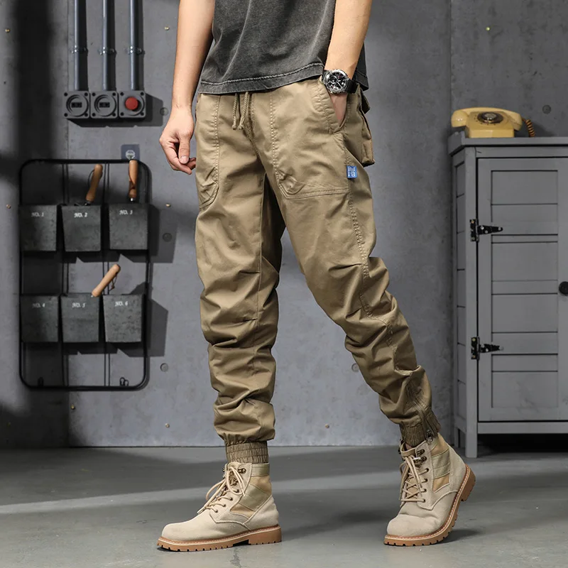 Джинсы-карго мужские с множеством карманов модные штаны свободного покроя