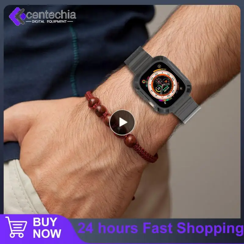 

For Apple Watch Ultra Strap Replacement Protector Case Transparent Glacier Silicone Smart Watch Strap For Apple Watch Ultra 49mm