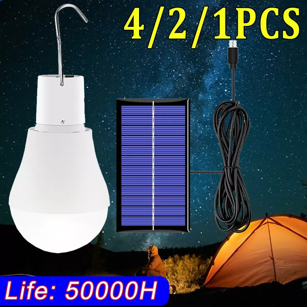 

2023NEW 4/2/1PCS Luz Solar Light 12 LED Outdoor Waterproof Solar Bulb Hanging Lamp Courtyard Garden Solar Led Camping Lights Out