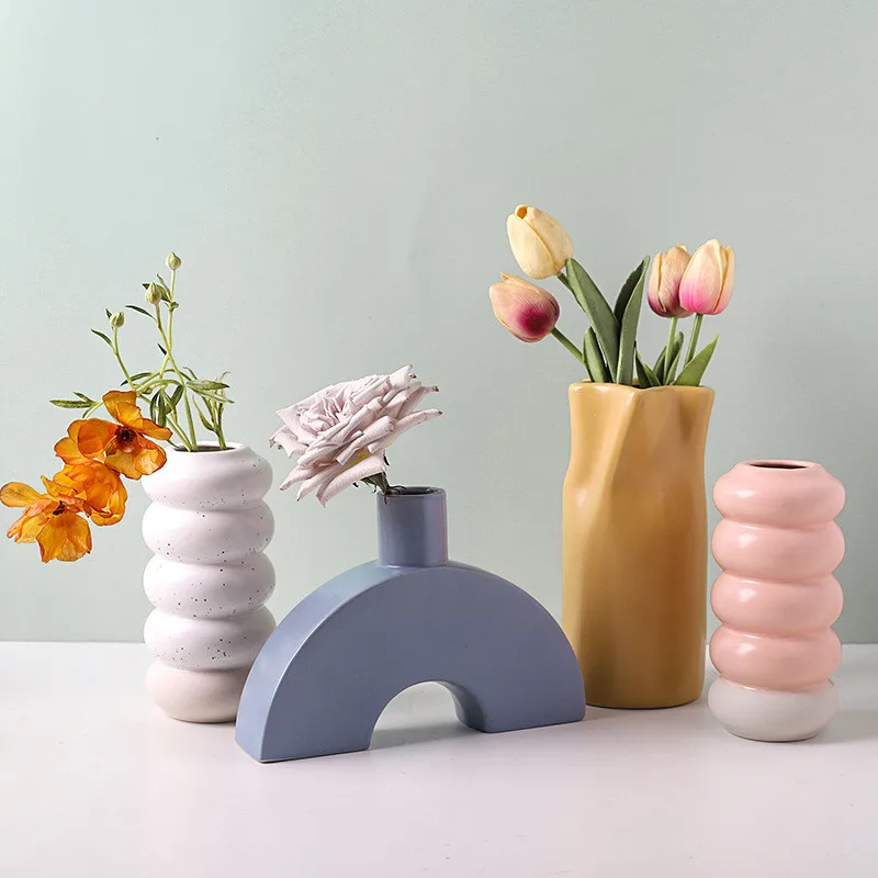 

Art Crafts Home Decoration Vase Nordic Simple Vegetarian Ceramic Vase Living Room Table Desktop Arrangement Interior Decoration