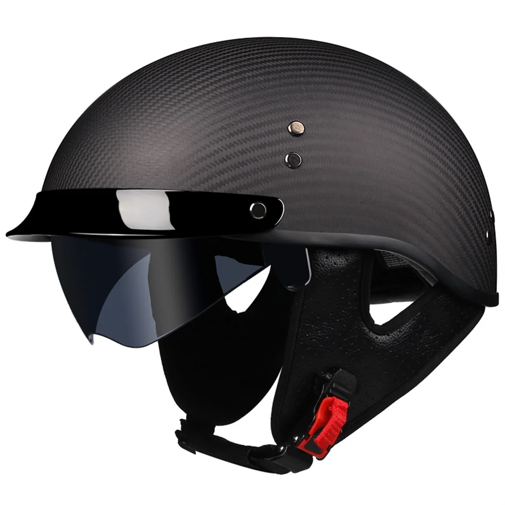 2022 New Fast Shipping Carbon Fiber Motorcycle Half Face Helmet High Quality Handmade Motorbike Scooter Riding Jet Casco Moto