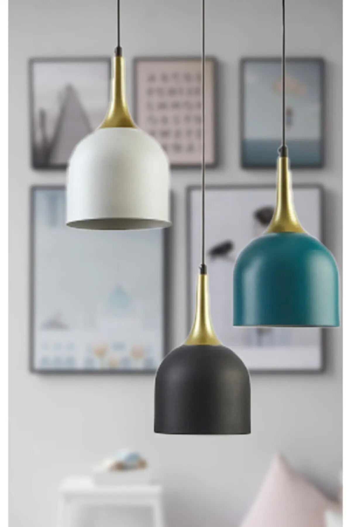 

Modern Loft Design Metal Headboard Triple Row Chandelier Pendant Lamp White Scandinavian Pendant Lights For Kitchen Livin