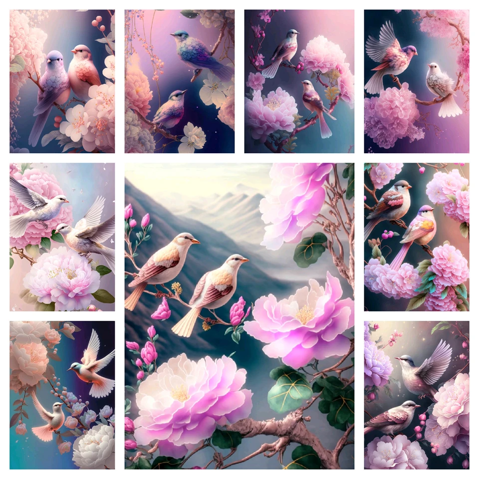 Алмазная живопись «Птица, цветок», вышивка крестиком, квадратная круглая вышивка для фото, домашний декор