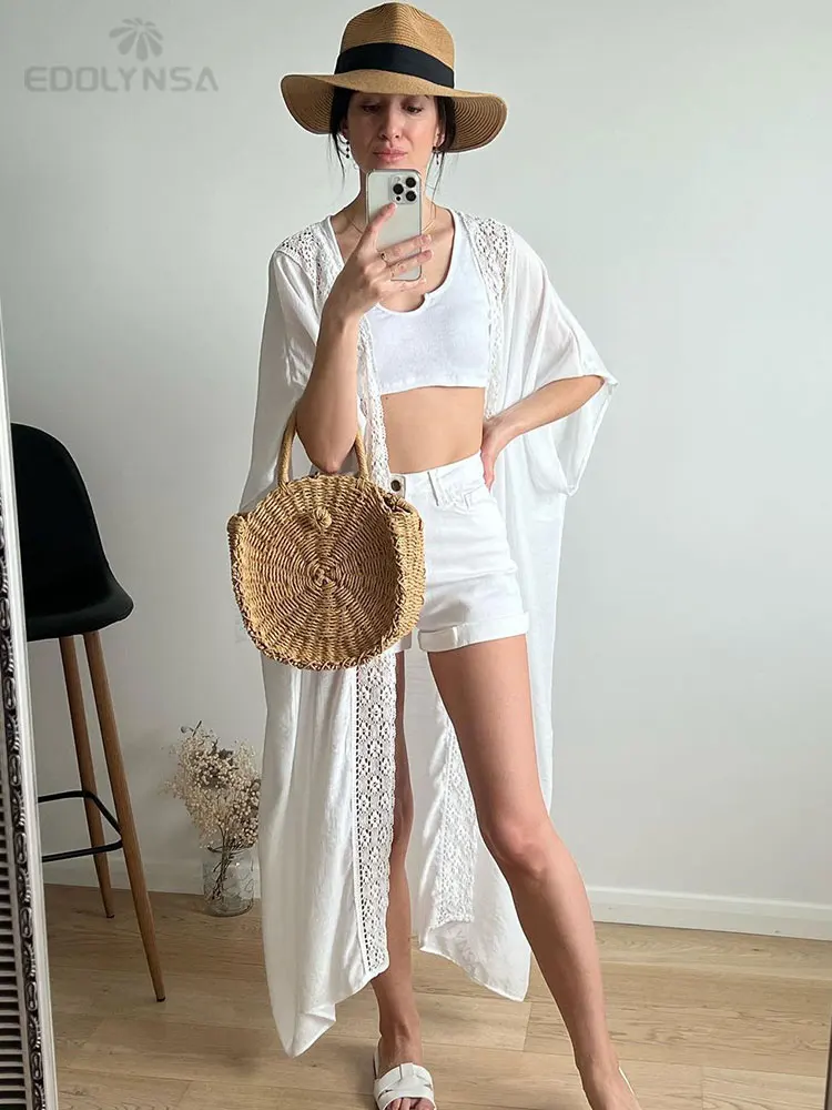 Женское летнее кимоно с полурукавами вырезами |