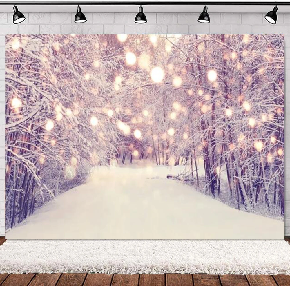 

Photography Backdrop Winter Snow Kids Portrait Merry Christmas Photo Booth Background Studio Glitter Bokeh Background Banner
