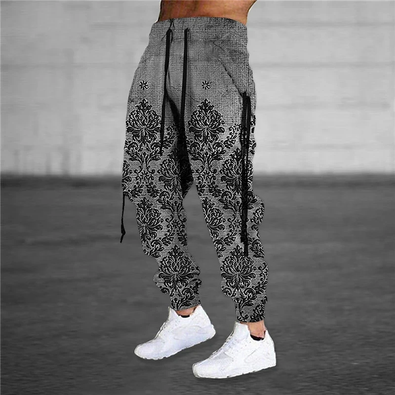 3D Printed Men Sweatpants Jogger Trousers Fashion Side Pockets Ribbon Ropa Hombre Sports Streetwear Hip Hop Full Length Trousers