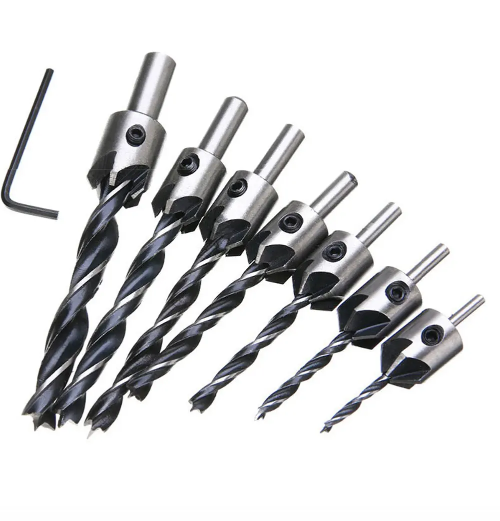 

7 шт., набор сверл для деревообработки с шестигранным ключом, 3,4,5,6, 10 мм