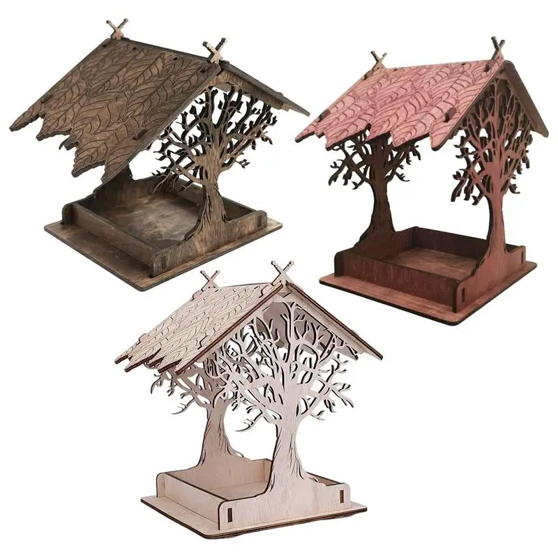 Decorative Cottage Wooden Bird Seed Feeder Extra-large Bird Feeder Outside Attracts Blue Jays Cardinals