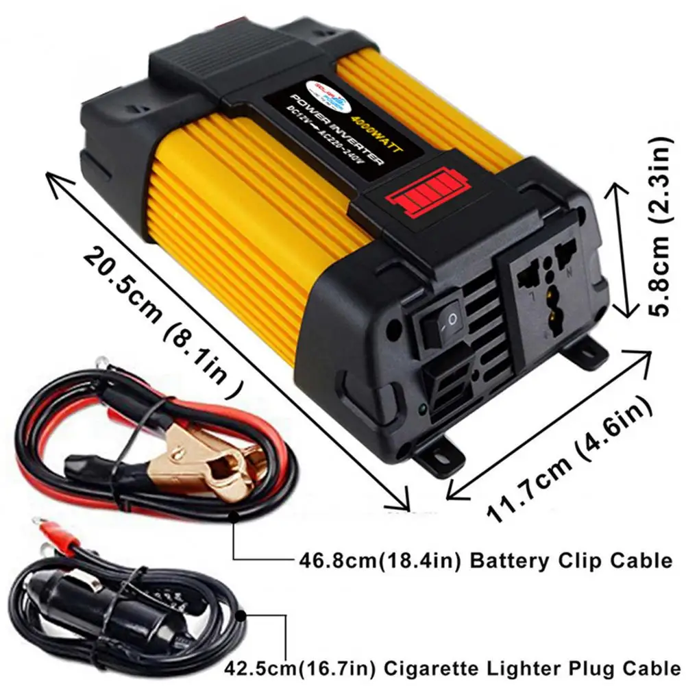 

Portable Power Inverter Adapter Easy Installation 4000W/6000W Voltage-Display Car Charge Inverter Car Accessories