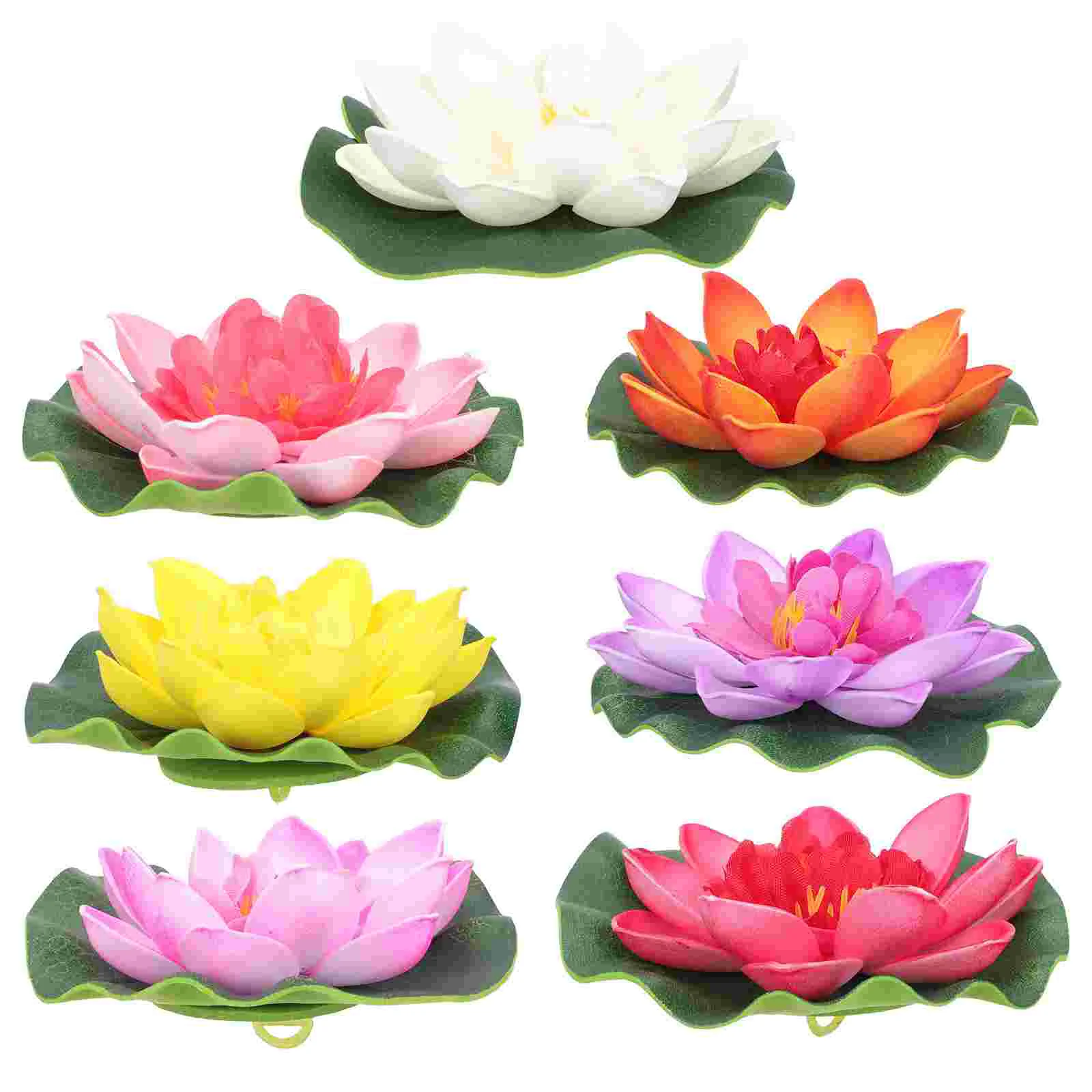 

7 Pcs Flowers Decoration White Water Lily Fish Tank Decors Ornament Lotus Eva Foam Decorative Fake