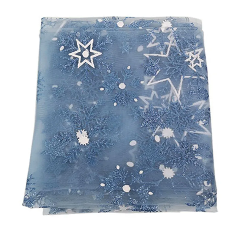 Дымчатая синяя сетчатая ткань с горячим тиснением в виде снежинок платье юбка