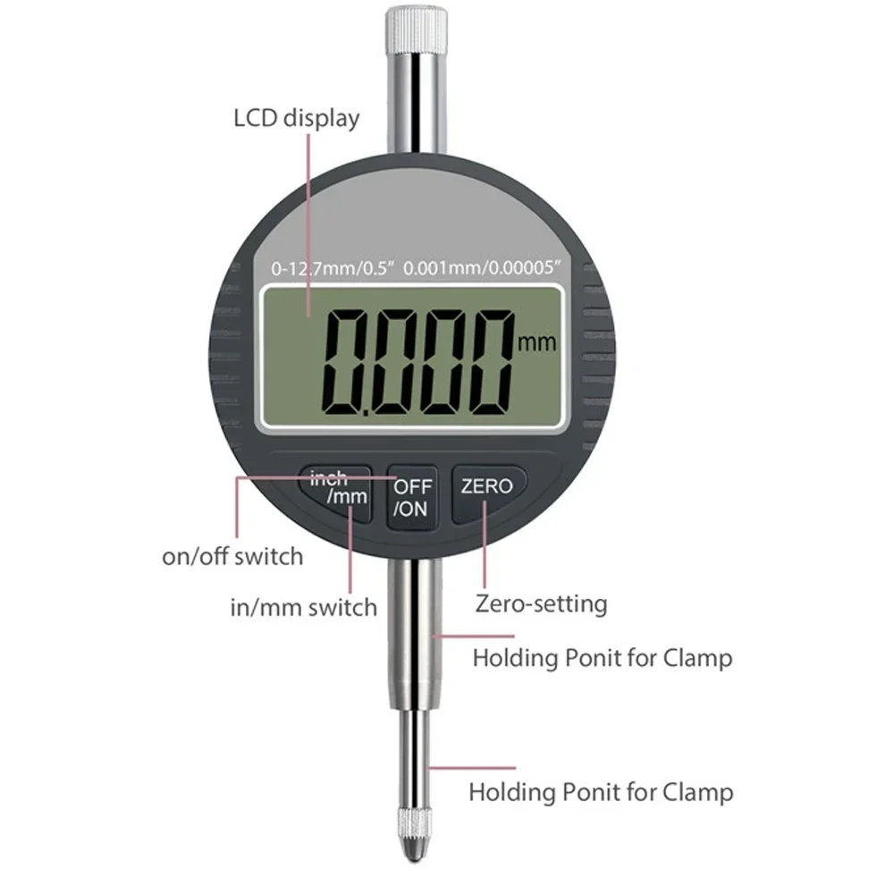 Фото 0-12.7mm/0-25.4mm Digital Dial Indicator DTI Tester Tools 0.001mm/0.01mm Range Gauge Calibration Center Finder Precision Tools №2