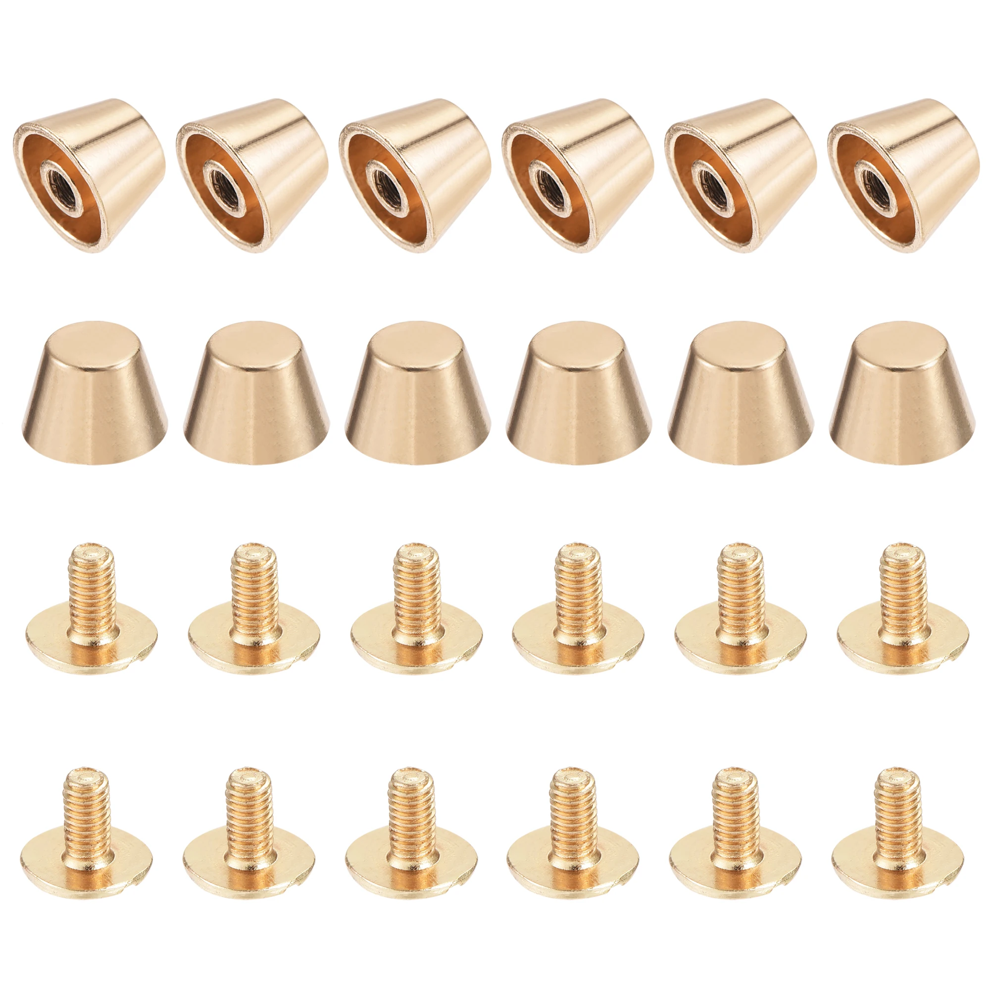 

Uxcell 10x7mm Rivet Studs Screw Back Flat Hollow Feet Stud Spike for Leather Craft DIY Gold Tone 12 Pcs