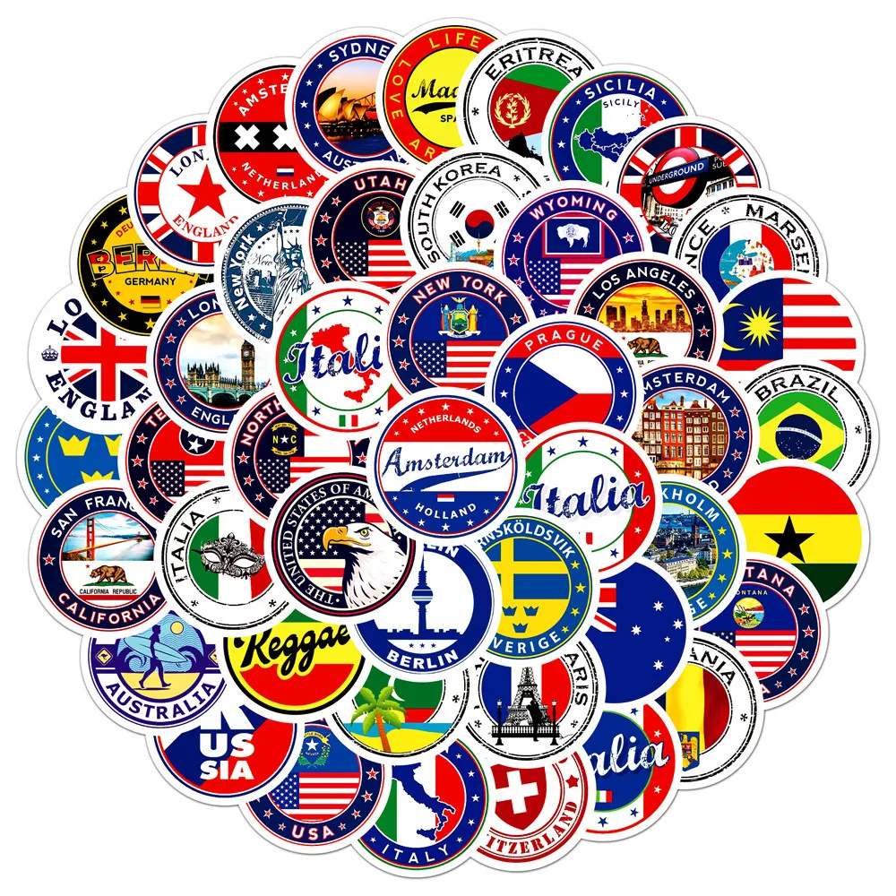 

60pcs Logo Personality Flag Decoration Graffiti Envelope Seal Sticker Mobile Phone Notebook Waterproof Sticker