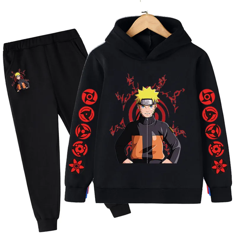 Детские комплекты аниме Nαruto свитшот для мальчиков пуловер Толстовка и штаны