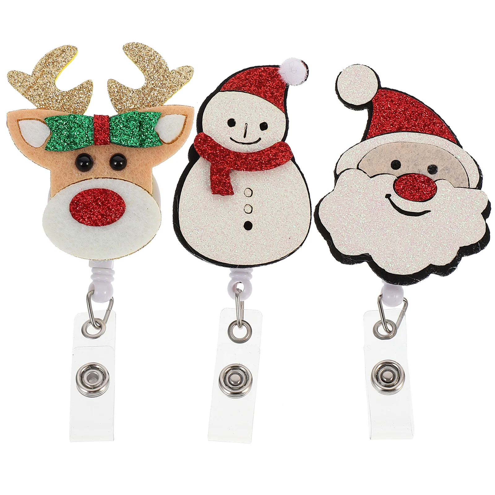

Badge Holder Christmas Nurse Reel Retractable Party Clamps Clip Id Reels Name Holders Gifts Neck Favor Sparkling Lanyard Felt