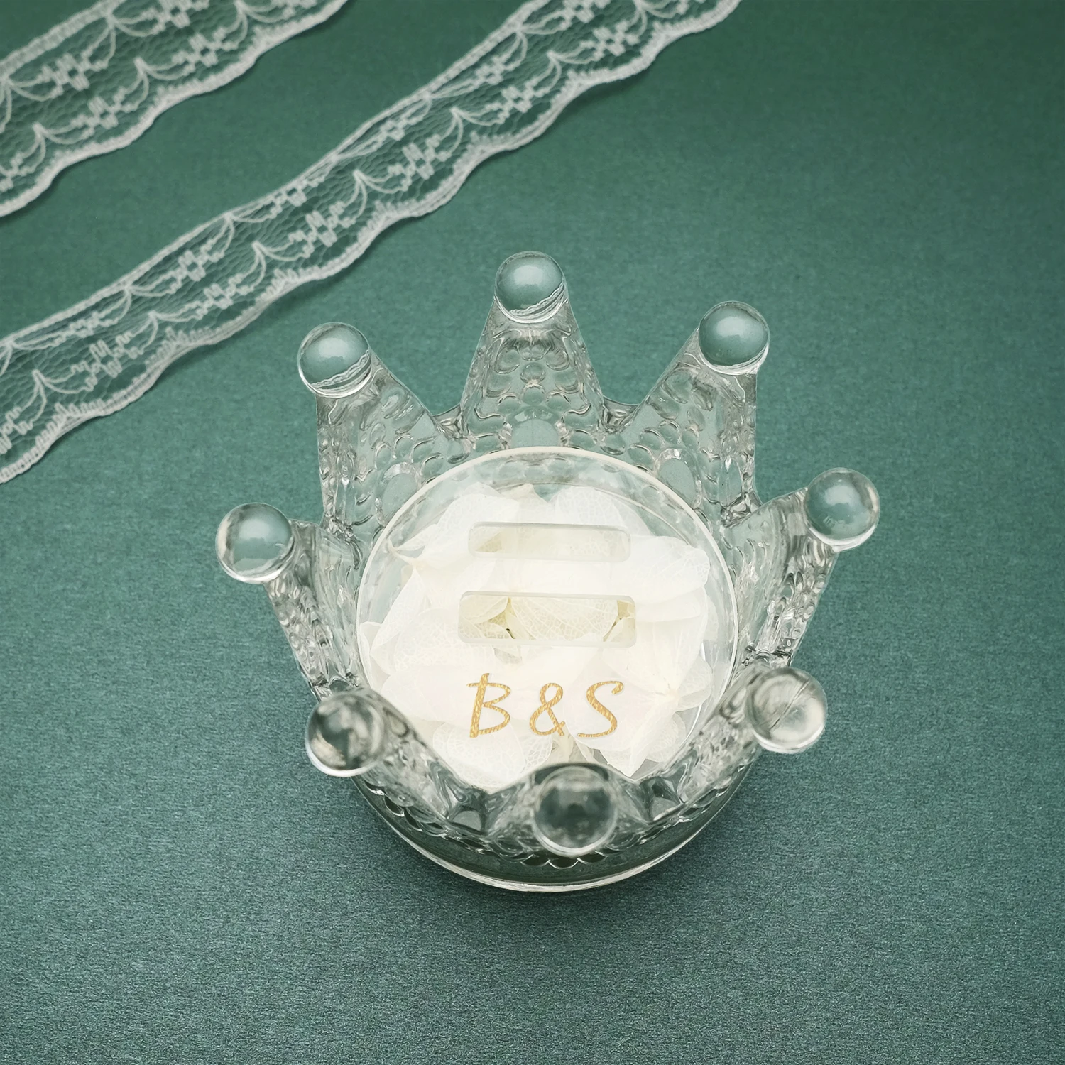 Personalised Wedding Ring Holer Engraved Letters Ring Holder Custom Crown Jewelry Box Engagement Wedding Gift
