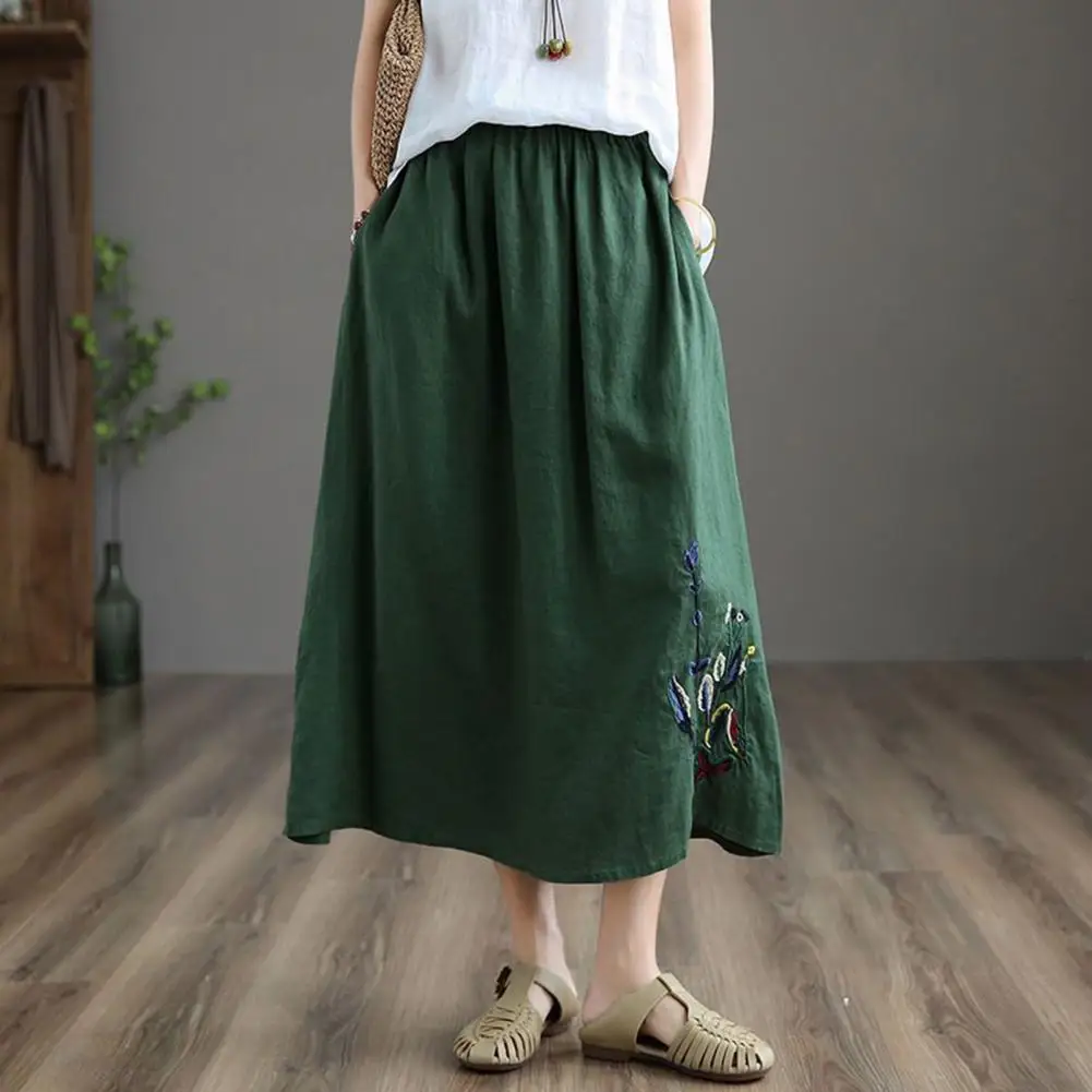 

Stylish Summer Skirt Solid Color Washable Women Skirt Women Large Swing Skirt